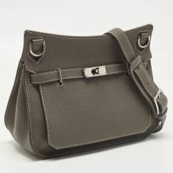 مملوكة مسبقًا Hermes Etoupe Taurillon Clemence Leather Palladium Finish Jypsiere 28 Bag