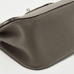 مملوكة مسبقًا Hermes Etoupe Taurillon Clemence Leather Palladium Finish Jypsiere 28 Bag