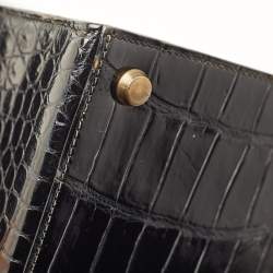 مملوكة مسبقًا حقيبة هيرمس كيلي سيلير 35 جلد تمساح أسود إكسسوار مطلي ذهبي