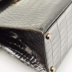 مملوكة مسبقًا حقيبة هيرمس كيلي سيلير 35 جلد تمساح أسود إكسسوار مطلي ذهبي