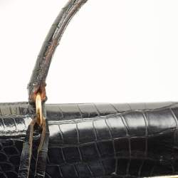 مملوكة مسبقًا حقيبة هيرمس كيلي سيلير 35 جلد تمساح أسود إكسسوار مطلي ذهبي