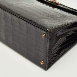 مملوكة مسبقًا حقيبة هيرمس كيلي سيلير 35 جلد تمساح أسود إكسسوار مطلي ذهبي