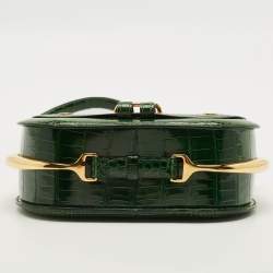 Pre Owned حقيبة هيرمس باسيه جايد جلد تمساح أخضر