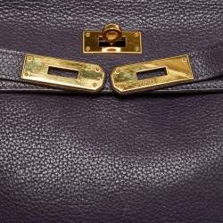 مملوكة مسبقًا Hermes Kelly Retourne 32 Ultraviolet Togo Leather Gold Finish Bag