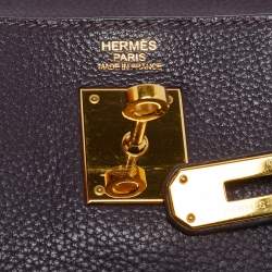 مملوكة مسبقًا Hermes Kelly Retourne 32 Ultraviolet Togo Leather Gold Finish Bag