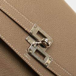 مملوكة مسبقًا Hermes Kelly Wallet Long Etoupe Greige Epsom Leather