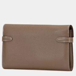 مملوكة مسبقًا Hermes Kelly Wallet Long Etoupe Greige Epsom Leather