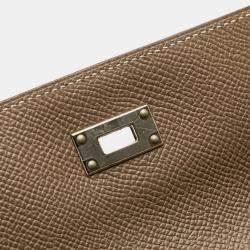 مملوكة مسبقًا Hermes Kelly Wallet Long Etoupe Greige Epsom Leather