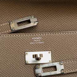 مملوكة مسبقًا Hermes Kelly Wallet Long Etoupe Greige Epsom Leather