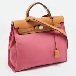 مملوكة مسبقًا Hermes Herbag Zip 31 Tosca/Natural Canvas and Leather Bag