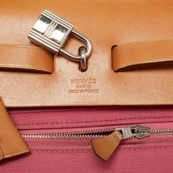 مملوكة مسبقًا Hermes Herbag Zip 31 Tosca/Natural Canvas and Leather Bag
