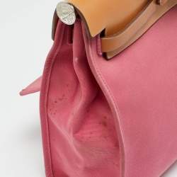 مملوكة مسبقًا Hermes Herbag Zip 31 Tosca/Natural Canvas and Leather Bag