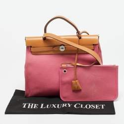 مملوكة مسبقًا Hermes Herbag Zip 31 Tosca/Natural Canvas and Leather Bag