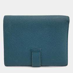 Pre Owned Hermes Green Leather Bean Half Wallet