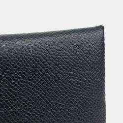 Pre Owned حامل بطاقات كالفى جلد أسود هيرمس