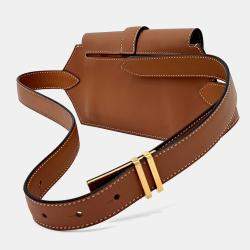 Pre Owned Hermes Brown Leather Elan Pocket 24 Belt Bag