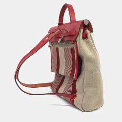 مملوكة مسبقًا Hermes Beige/Red Canvas and Leather NEW ZIP Her Backpack