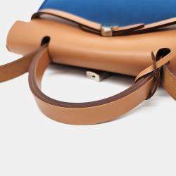 مملوكة مسبقًا Hermes Blue/Brown Canvas and Leather NEW ZIP Herbag Small