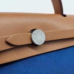 مملوكة مسبقًا Hermes Blue/Brown Canvas and Leather NEW ZIP Herbag Small