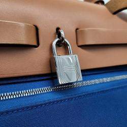 مملوكة مسبقًا Hermes Blue/Brown Canvas and Leather NEW ZIP Herbag Small