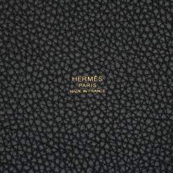 Pre Owned Hermes Picotin Lock 22 Black Taurillon Clemence Leather Shoulder Bag
