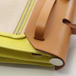 Pre Owned حقيبة كتف هيرمس هيرباج زيب 31 قماش كانفاس تولي H جلد صفراء