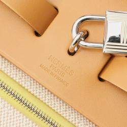 Pre Owned حقيبة كتف هيرمس هيرباج زيب 31 قماش كانفاس تولي H جلد صفراء