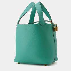 Pre Owned حقيبة هيرمس بيكوتين لوك العمود الفقري توريلون موريس ميديام فيرت جاد