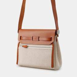 مملوكة مسبقًا هيرميس حقيبة هيرباج صغيرة الحجم قماش فوفه جلد فاش هنتر مع سحاب