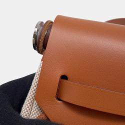 مملوكة مسبقًا هيرميس حقيبة هيرباج صغيرة الحجم قماش فوفه جلد فاش هنتر مع سحاب