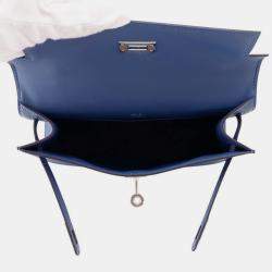 Pre Owned حقيبة هيرمس بوشت كيلي جلد سويفت أزرق ربطة عنق