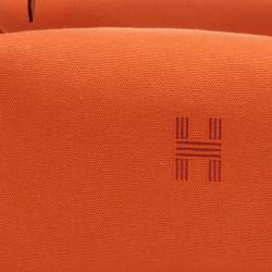 مملوكة مسبقًا حقيبة كلتش هيرمس كبيرة برتقالي فو قماش برايد أ-براك