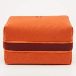 مملوكة مسبقًا حقيبة كلتش هيرمس كبيرة برتقالي فو قماش برايد أ-براك