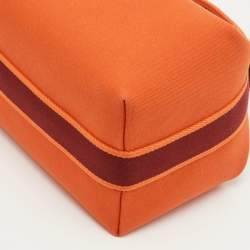 مملوكة مسبقًا حقيبة كلتش هيرمس كبيرة برتقالي فو قماش برايد أ-براك