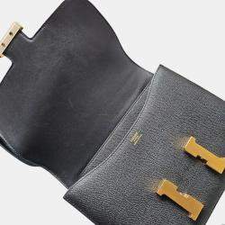 مملوكة مسبقًا Hermes Black Epsom Leather Constance 24 Shoulder Bag