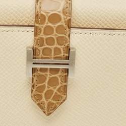 مملوكة مسبقًا Hermes Bearn Nata/Beige Sable Epsom Leather and Crocodile Compact Wallet