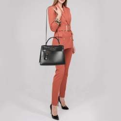 مملوكة مسبقًا حقيبة هيرمس كيلي سوليير 28 جلد كالف بوكس أسود إكسسوار مطلي ذهبي