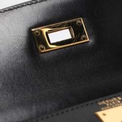 مملوكة مسبقًا حقيبة هيرمس كيلي سوليير 28 جلد كالف بوكس أسود إكسسوار مطلي ذهبي