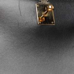 مملوكة مسبقًا حقيبة هيرمس كيلي سوليير 28 جلد كالف بوكس أسود إكسسوار مطلي ذهبي