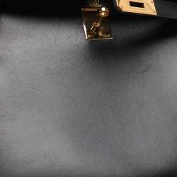 مملوكة مسبقًا حقيبة هيرمس كيلي سوليير 28 جلد كالف بوكس أسود إكسسوار مطلي ذهبي