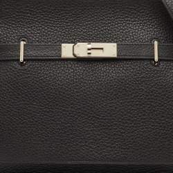 مملوكة مسبقًا Hermes Jypsiere 28 Palladium Finish Black Taurillon Clemence Leather Shoulder Bag