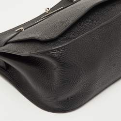 مملوكة مسبقًا Hermes Jypsiere 28 Palladium Finish Black Taurillon Clemence Leather Shoulder Bag
