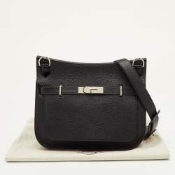 مملوكة مسبقًا Hermes Jypsiere 28 Palladium Finish Black Taurillon Clemence Leather Shoulder Bag