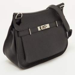 مملوكة مسبقًا Hermes Jypsiere 28 Palladium Finish Black Taurillon Clemence Leather Shoulder Bag