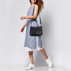 مملوكة مسبقًا Hermes Jypsiere 28 Palladium Finish Black Taurillon Clemence Leather Shoulder Bag