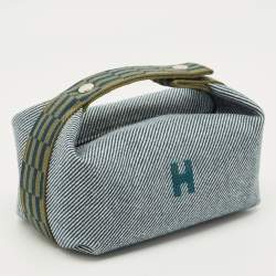 Pre Owned حقيبة هيرمس برايد أيه براك إتش نات كانفاس أبسي بلو