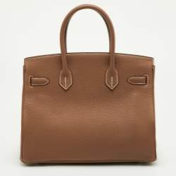 مملوكة مسبقًا Hermes Birkin 30 Gold Togo Leather Palladium Finish Bag
