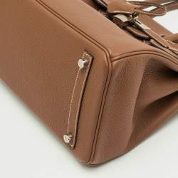 مملوكة مسبقًا Hermes Birkin 30 Gold Togo Leather Palladium Finish Bag