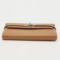 مملوكة مسبقًا محفظة طويلة هيرمس كيلي إبزوم جلد ذهبية طويلة