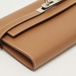 مملوكة مسبقًا محفظة طويلة هيرمس كيلي إبزوم جلد ذهبية طويلة